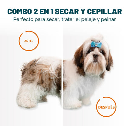 Cepillo Secador 2 en 1 para Mascotas – Seca, Cepilla y Desenreda